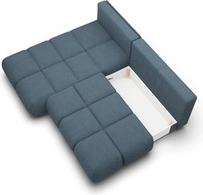 Masseno Narożnik CORSO z funkcją spania i pojemnikiem na pościel Narozniki L, Rozkładana sofa - Niebieski, NOW OR NEVER 77