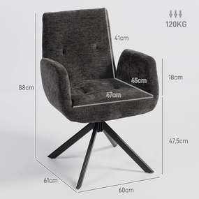 HOMCOM Fotel tapicerowany, fotel akcentowy, nowoczesny design, obrotowy, do 120 kg, czarny
