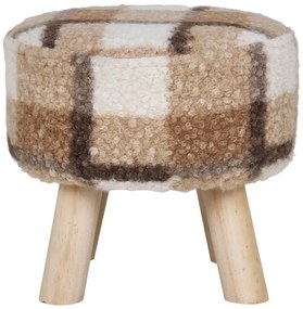 Biało-brązowy podnóżek z materiału bouclé Aberdeen – House Nordic