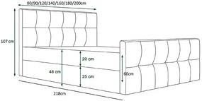Łóżko kontynentalne w kolorze morskim 6 rozmiarów K4-Z66