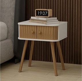 Stolik nocny biały/bambus 40x30x47 germo