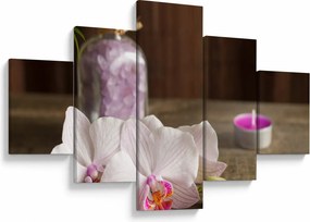 Obraz - Świeca i orchidee (125x70 cm)