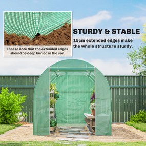 Outsunny Folia do szklarni 4 x 2 m, wodoodporna plandeka z drzwiami, 8 okien, ochrona UV, odporna, polietylen, zielona | Aosom PL