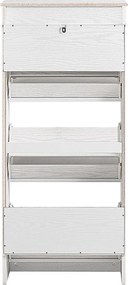 SoBuy szafka na buty oszczędzająca miejsce smukła z 3 składanymi drzwiczkami efekt postarzanego drewna biały 53x24x118 cm