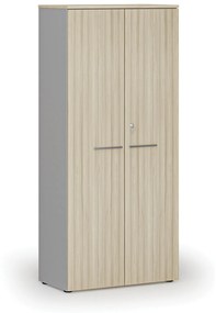 Szafa biurowa z drzwiami PRIMO GRAY, 1781 x 800 x 420 mm, szary/dąb naturalny