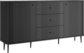 Komoda Vesper 160 cm z szufladami na nóżkach - czarny / czarne nogi