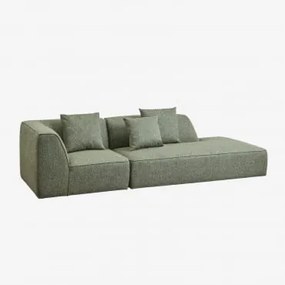 Sofa Modułowy Narożny 2-częściowy Z Prawym Szezlongiem Tapicerowany Cardea Bukla Szałwiowa Zieleń - Sklum