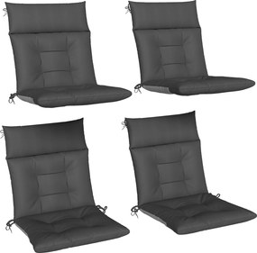 Outsunny 4-częściowy zestaw poduszek wodoodporny, antypoślizgowy, z paskami, na taras i ogród, 111,5 x 53 x 8 cm, ciemnoszary | Aosom PL