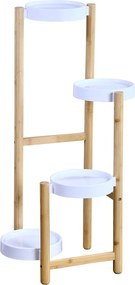 Bambusowy stojak na kwiaty z plastikowymi podstawkami