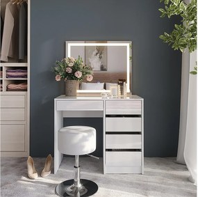 Stół do toalety biały/biały wysoki połysk 89.8x50.1x76 sherry