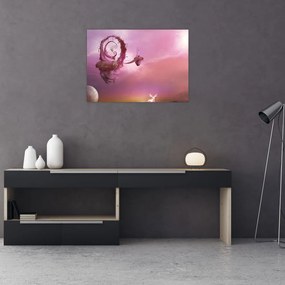 Obraz na szkle - Wróżka na pływającej wyspie (70x50 cm)