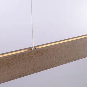 Lampa wisząca drewniana 121 cm w tym LED z pilotem - Ajdin Nowoczesny Oswietlenie wewnetrzne