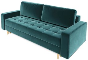 Ciemnozielona sofa welurowa z pojemnikiem T6-N31