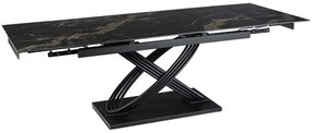 Stół Rozkładany Prostokątny IBIZA 160-240 cm Ceramiczny Czarny Marmur do Jadalni Nowoczesny Loft