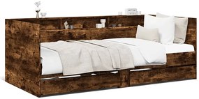 Łóżko z regałem i szufladami 90x200 cm wędzony dąb D1-Z33