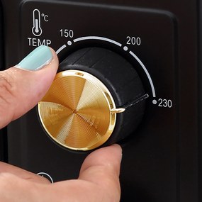 HOMCOM Minipiekarnik, Piecyk Toasterowy, Timer, Ruszt, Blacha do Pieczenia, Szkło Wglądowe, Metal, Czarny