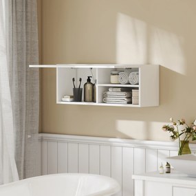 HOMCOM Szafka łazienkowa wisząca z unoszonymi drzwiami, siłownik gazowy, półka 80 x 25 x 30 cm biały