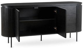 Komoda do Salonu BECK 160 cm Czarna Trzydrzwiowa Ryflowana Nowoczesna