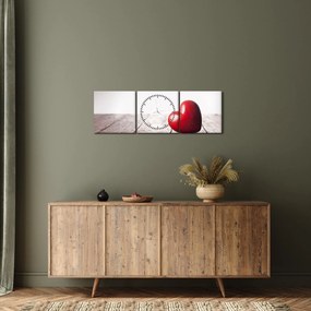 Obraz drewnianego serca (z zegarem) (90x30 cm)