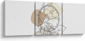Obraz - Beżowe kwiaty z motylem N⁰1 (z zegarem) (90x30 cm)
