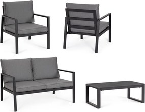 Antracytowy aluminiowy zestaw mebli ogrodowych dla 4 osób Hilde – Bizzotto