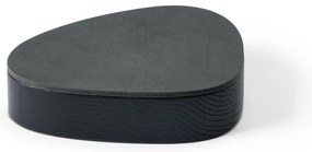 Czarno-antracytowy drewniany/ze skóry ekologicznej pojemnik dekoracyjny z pokrywką 14x12,5x3,5 cm Curve Nupo – LIND DNA