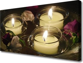 Fotoobraz na płótnie Blask Świec w Ciemności