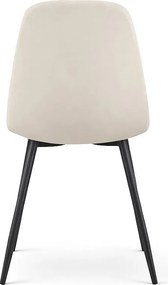Welurowe krzesło tapicerowane pikowane Beżowe LUMO Czarne nogi