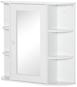 HOMCOM Szafka z lustrem do łazienki, szafka wisząca na ścianę z 8 przegródkami, wielofunkcyjna szafka łazienkowa, kolor biały, wymiary 66 x 17 x 63 cm