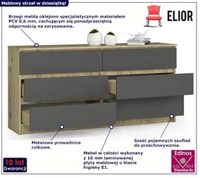 Młodzieżowa komoda z szufladami dąb artisan + grafit - Olin 3X