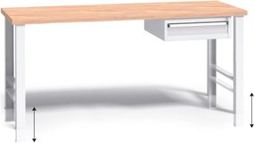 Stół warsztatowy z regulacją wysokości G3, 1700 x 685 x 840-1050 mm, 1x 1 szufladowy kontener, szary