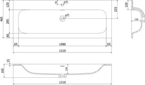 Mexen Vela umywalka wpuszczana w blat 121 x 46,5 cm, biała połysk - 25231200