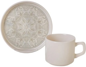 Zestaw 6 kamionkowych filiżanek ze spodkami Boho Brew 184 ml