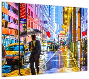 Obraz na szkle - Miasto w neonowym blasku (70x50 cm)