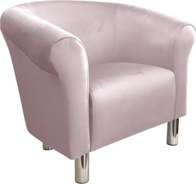 Fotel Milo tkanina Welur wygodny fotel tapicerowany do salonu i sypialni : Kolor nogi - Chrom, Kolor tkaniny - VELVET - MG55, Wysokość nogi - 15 cm