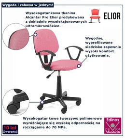 Różowy fotel obrotowy dla dziewczynki L0-P15