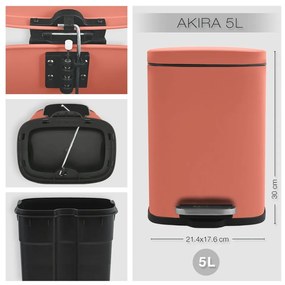 Stalowy kosz na śmieci z pedałem w kolorze terakoty 5 l Akira – Spirella