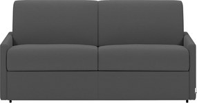 Kanapa 2-osobowa rozkładana typu express z szarej tkaniny z siedziskiem z pianki z pamięcią kształtu - Powierzchnia 120 cm - Materac 22 cm z pianki i z siedziskiem z pianki z pamięcią kształtu CALIFE