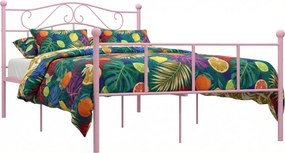 Różowe metalowe łóżko w stylu loft 160x200 cm F4-M55