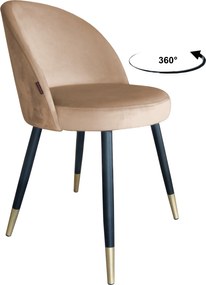 Krzesło TRIX tkanina Welur noga metalowa : Kolor nogi - Czano-złota stożek, Kolor tkaniny - VELVET - MG06, Typ siedziska - Siedzisko obrotowe 360°