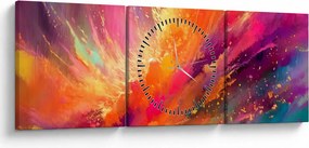 Obraz - Dynamiczna abstrakcja (z zegarem) (90x30 cm)