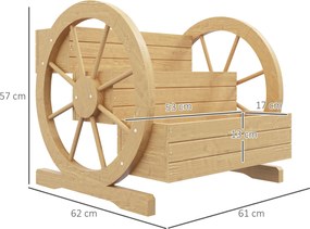 Outsunny Podwyższone grządko, 3 poziomy, dekoracja koła wozu, drewno naturalne, 62 x 61 x 57 cm | Aosom PL