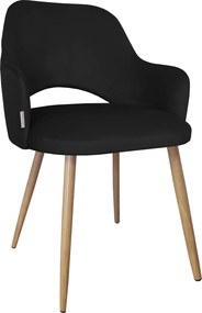 Krzesło Milano tkanina Welur noga metalowa elegancki komfort wnętrza : Kolor nogi - Dąb stożek, Kolor tkaniny - VELVET - MG19, Typ siedziska - Siedzisko stałe