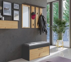Garderoba z lustrem na korytarz dąb artisan + antracyt - Riamia 3X