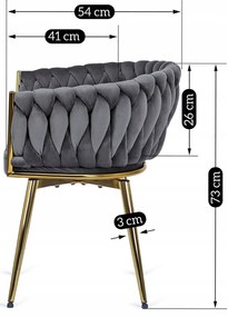 Zestaw Stół Okrągły SALLO 110 cm i 4 Krzesła Tapicerowane RUBI Szare Glamour