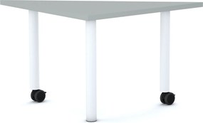 Stolik dla ucznia z kółkami Move trójkątny 106x75 cm, rozmiar 4-6, blat szary / nogi białe