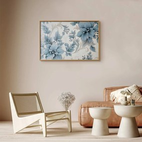 Plakat Turkusowe retro kwiaty 42x29,7 cm z ramą złotą bez marginesu ARTGEIST B