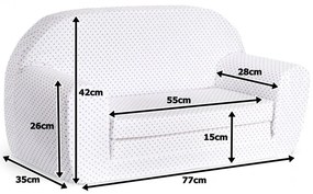 Mini sofka dla dzieci, piankowa 77x35cm rozkładana - błękitny w białe chmurki z drabinką