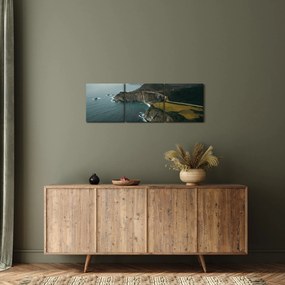 Obraz - Klif w oceanie (z zegarem) (90x30 cm)