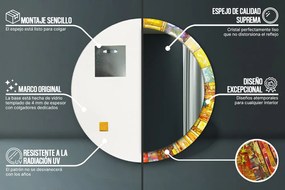 Kolorowy witraż Lustro z nadrukiem okrągłe